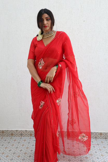 Suhaag Handembroidered Chiffon Saree