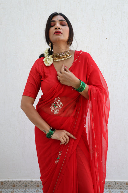Suhaag Handembroidered Chiffon Saree