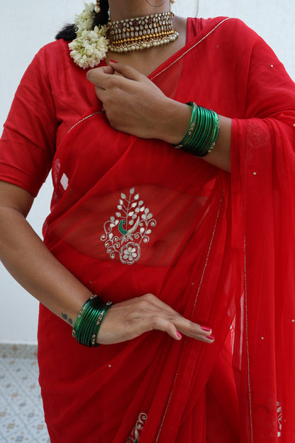 Suhaag Handembroidered Chiffon Saree
