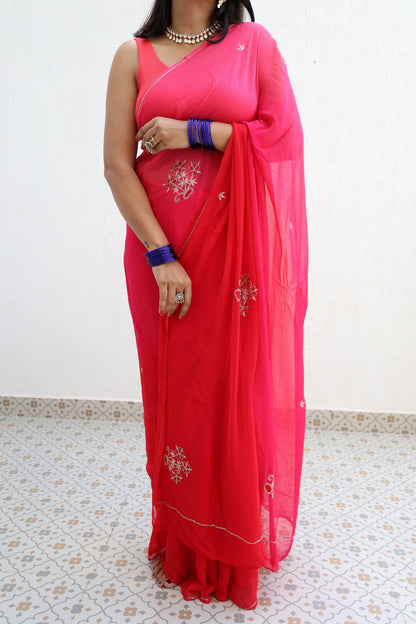 Pehla Pyaar Pure Handembroidered Chiffon Saree