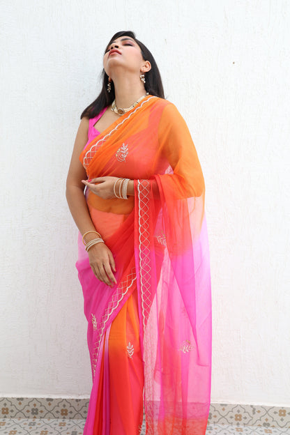 Saawariya Handembroidered Chiffon Saree