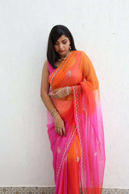 Saawariya Handembroidered Chiffon Saree