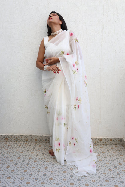 Roseraie Organza Silk Saree