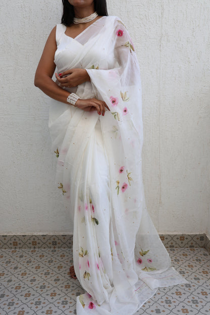 Roseraie Organza Silk Saree