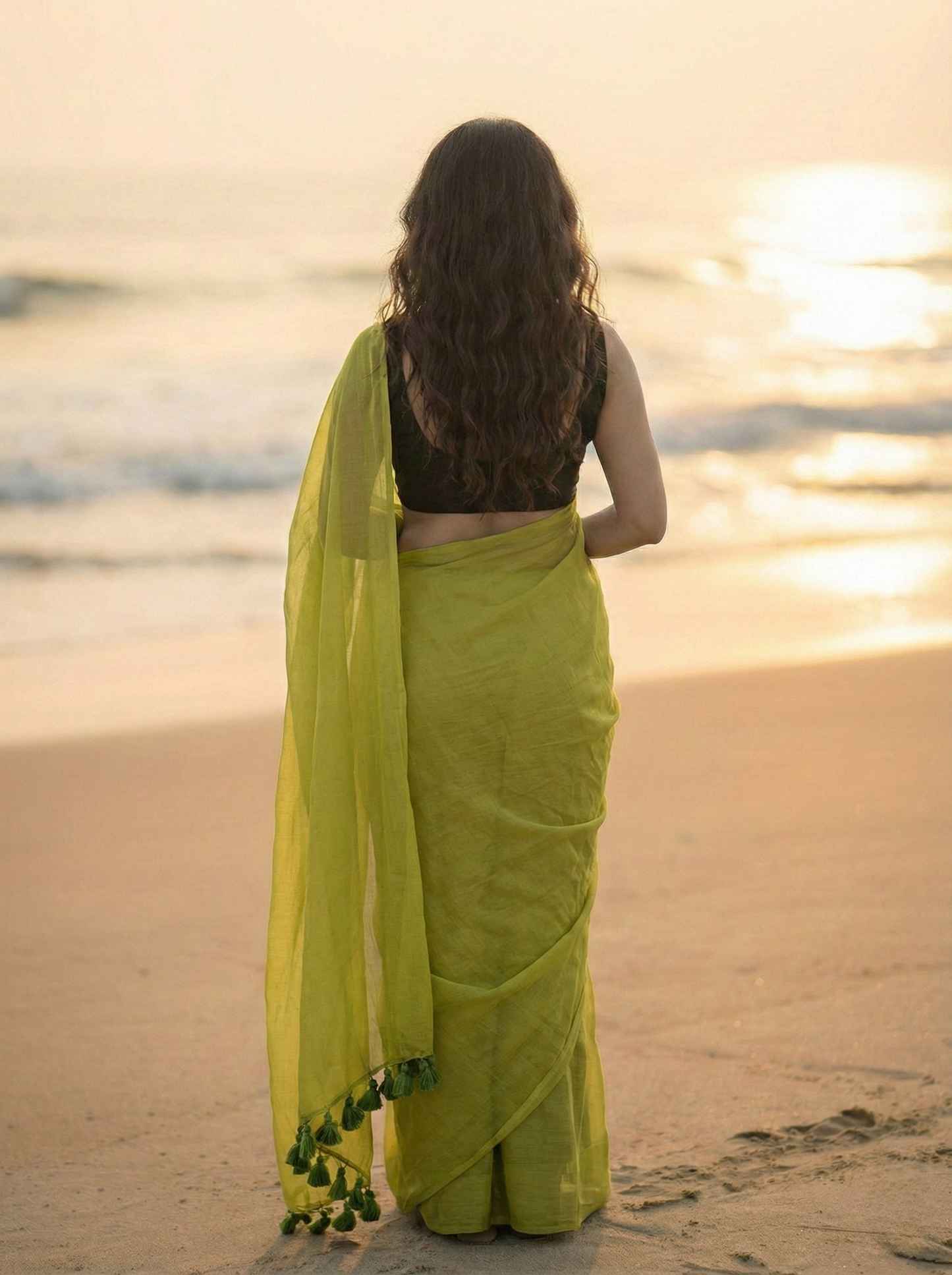 Olive Oasis Mul Saree