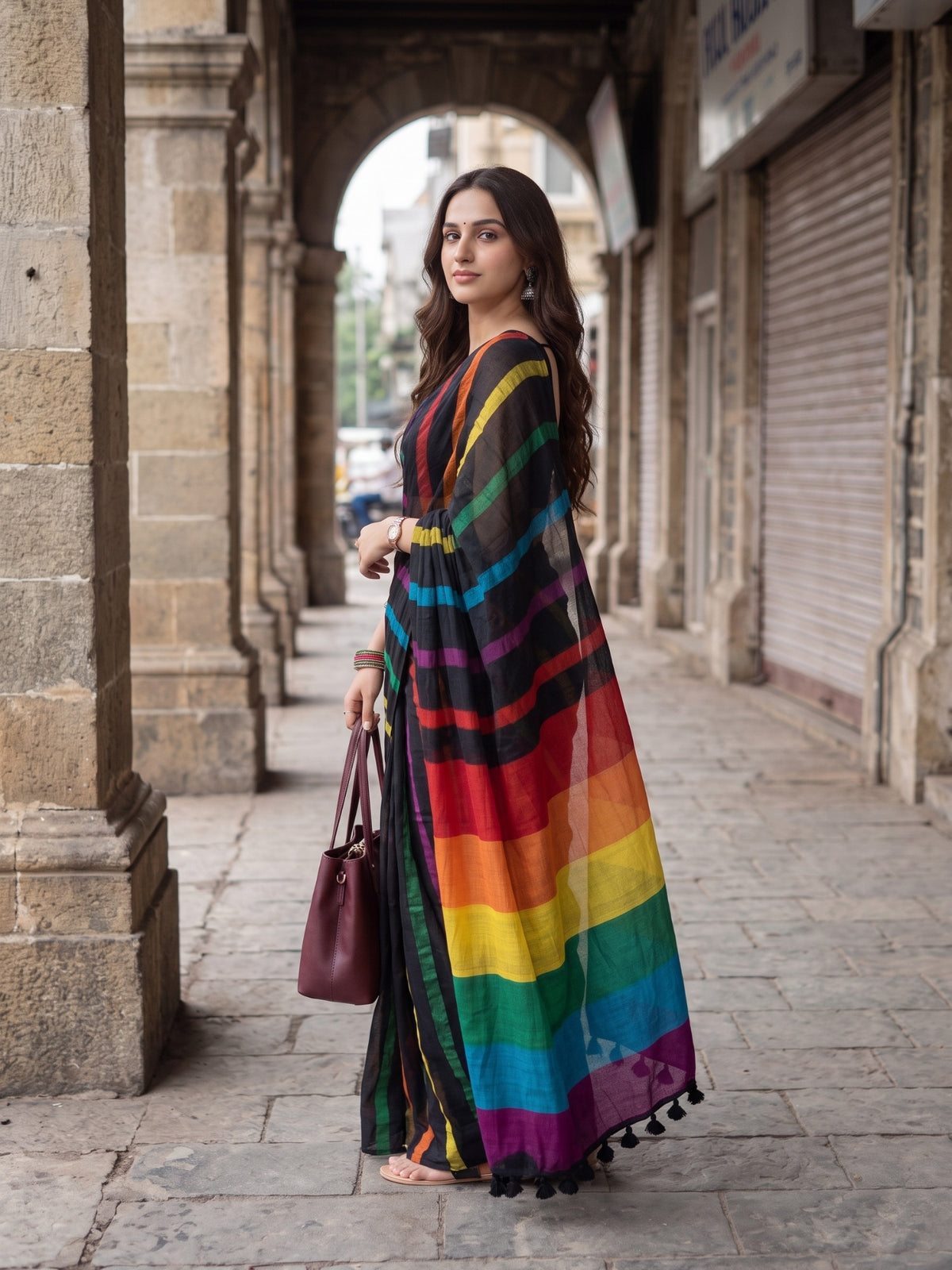 Rush Hour Acrylic Cotton Saree