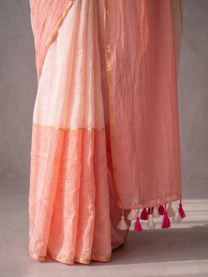 Raabta - Pink Striped Mul Cotton Zari Saree