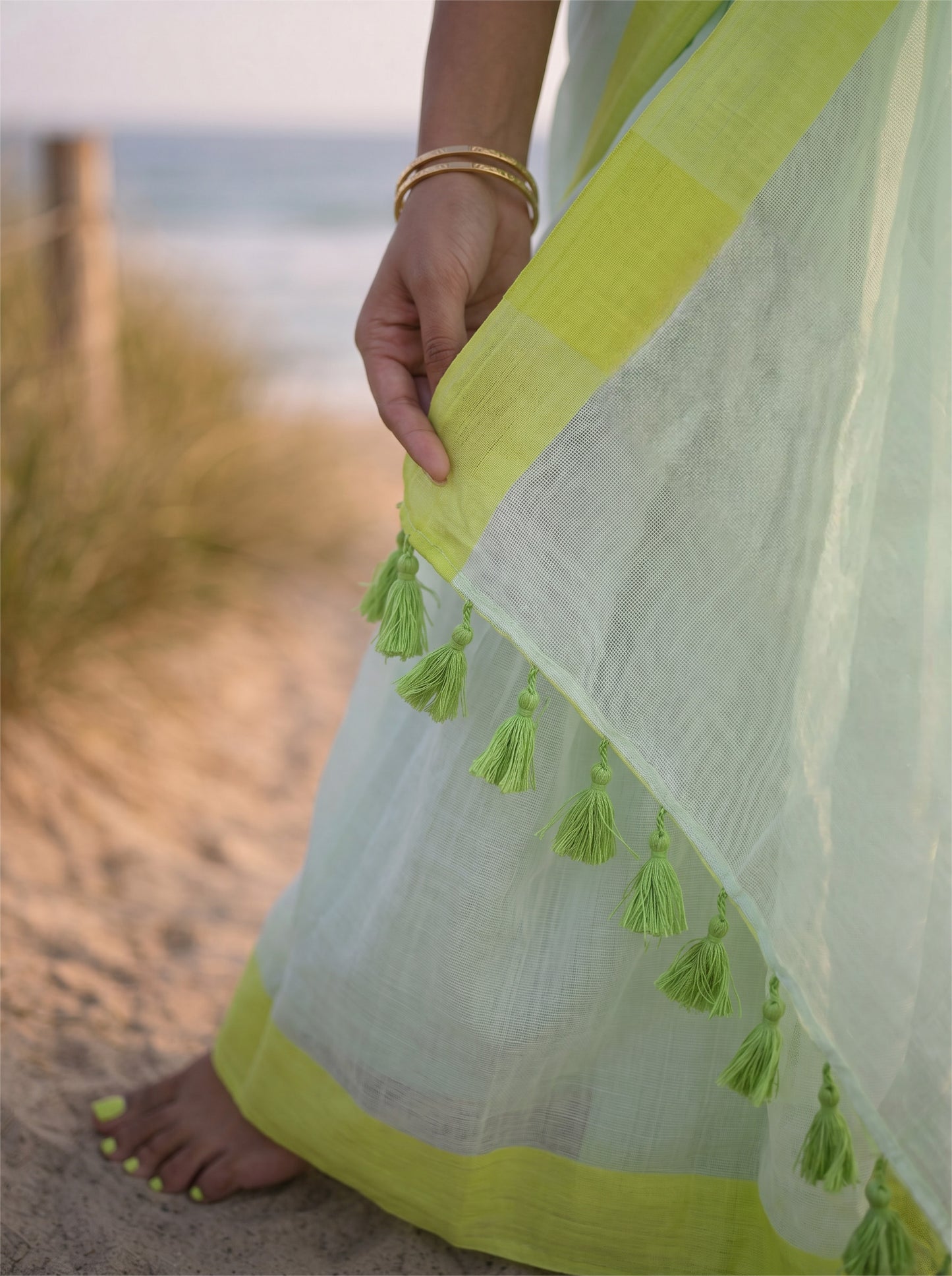 Salt Air - Seafoam Pure Mulmul Cotton Saree