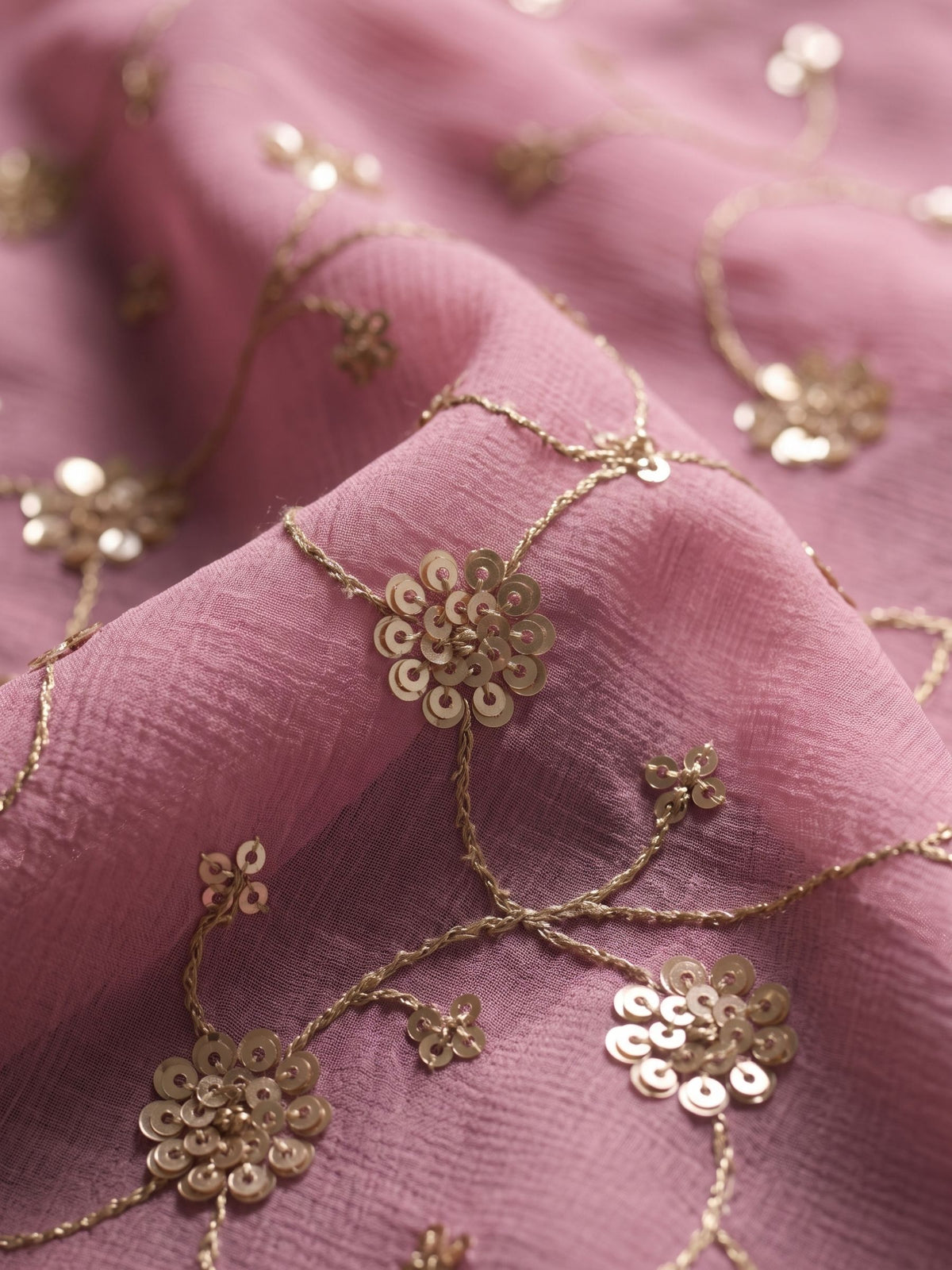 Socialite - Old Rose Sequin Chiffon Partywear Saree