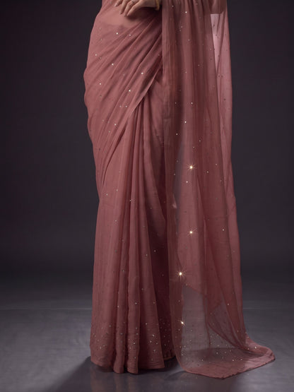 Showtime - Desert Rose Mukaish Work Chiffon Partywear Saree