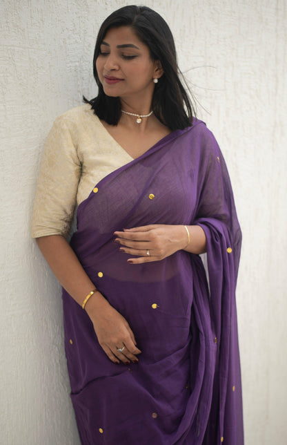 Purple Potion Mul Saree - Mayin India 