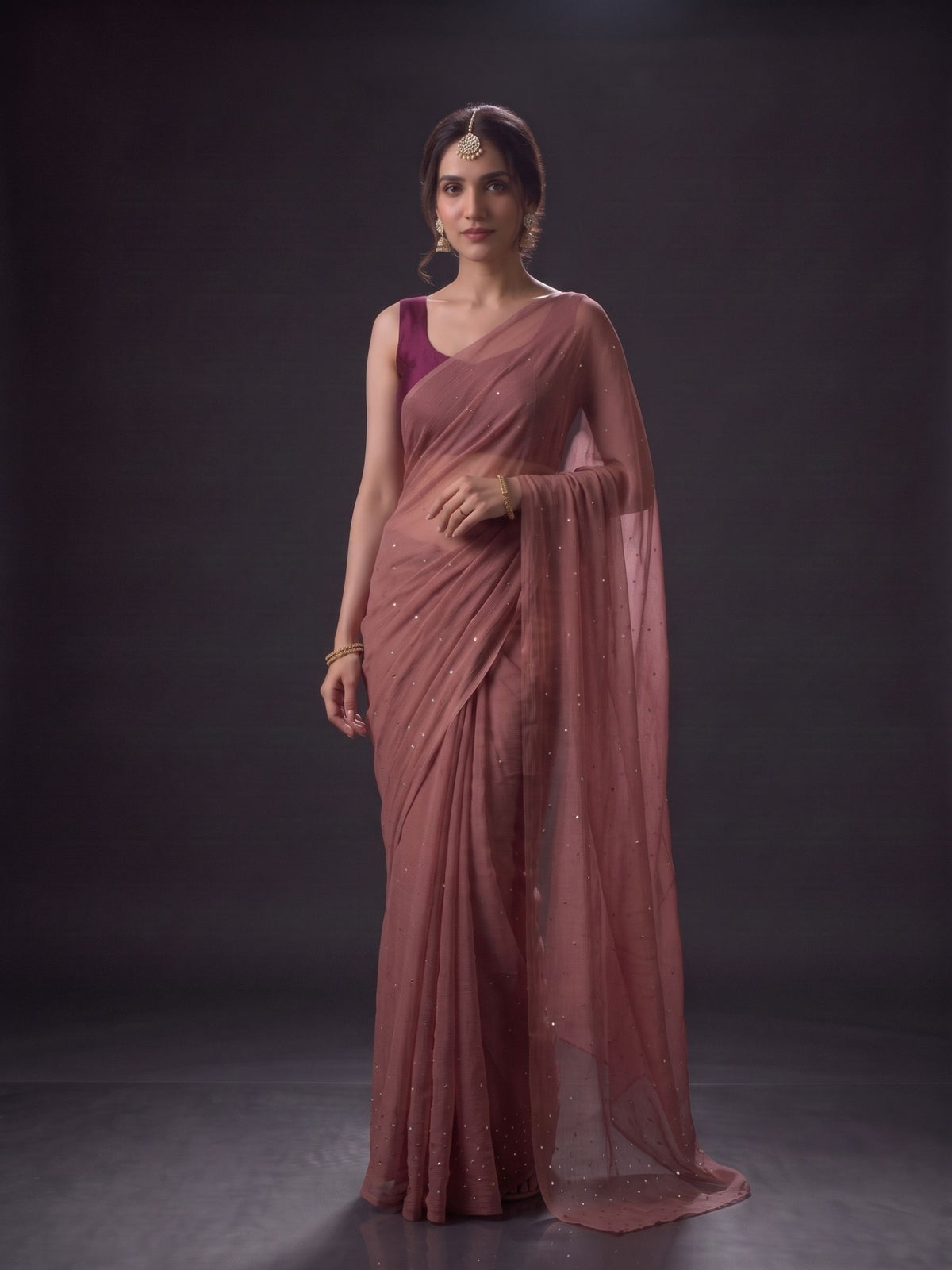 Showtime - Desert Rose Mukaish Work Chiffon Partywear Saree