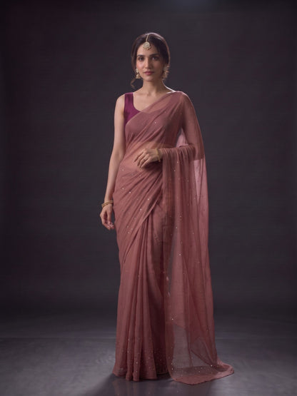 Showtime - Desert Rose Mukaish Work Chiffon Partywear Saree