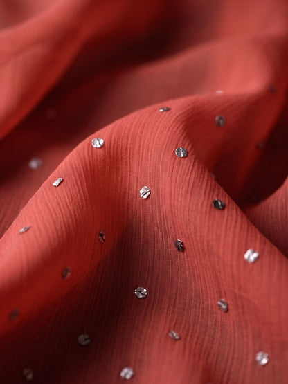 Encore - Coral Mukaish Work Chiffon Partywear Saree