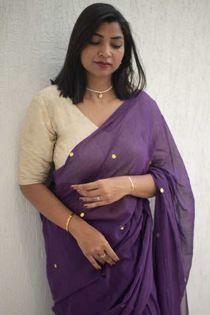 Purple Potion Mul Saree - Mayin India 