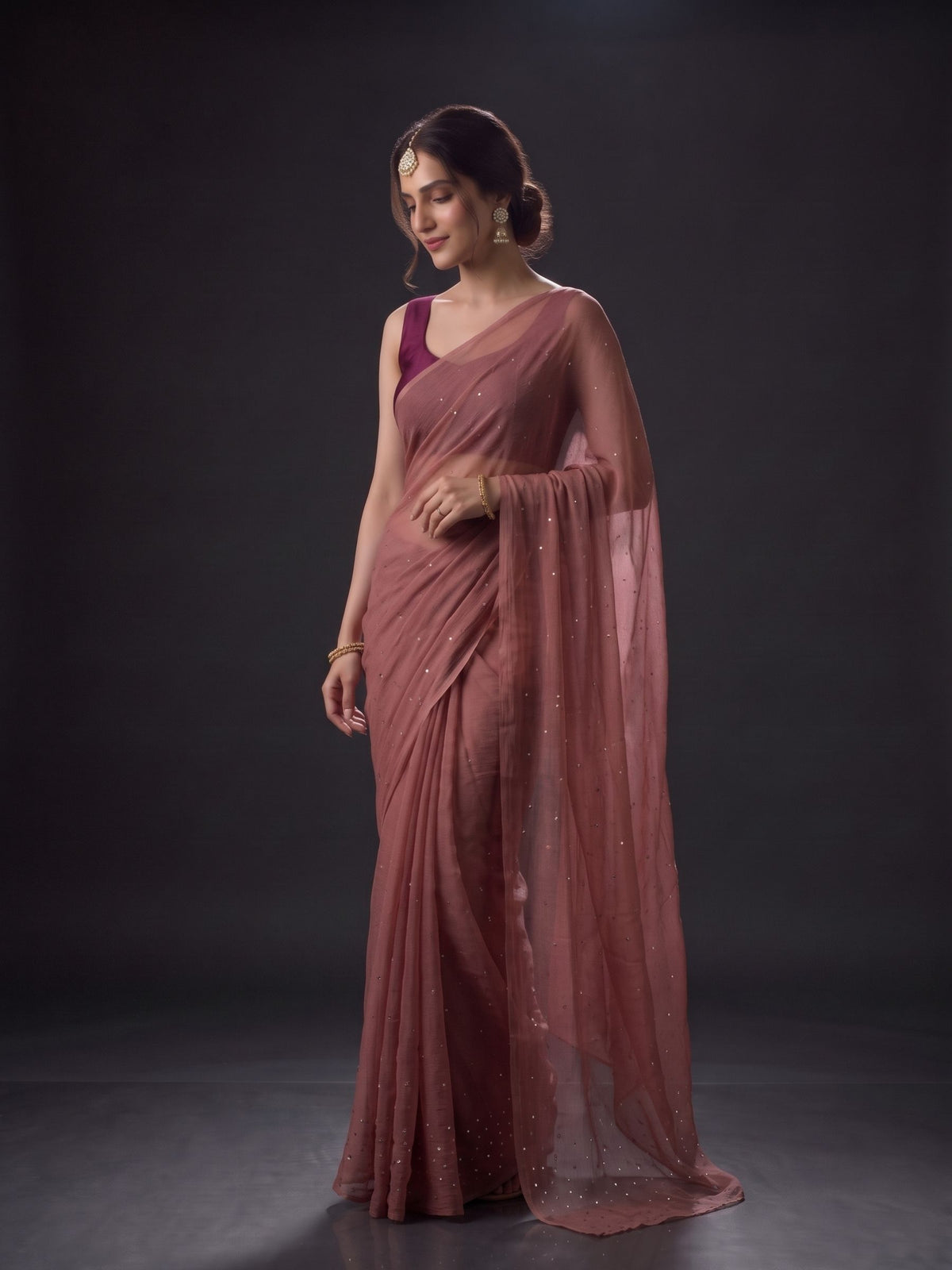 Showtime - Desert Rose Mukaish Work Chiffon Partywear Saree