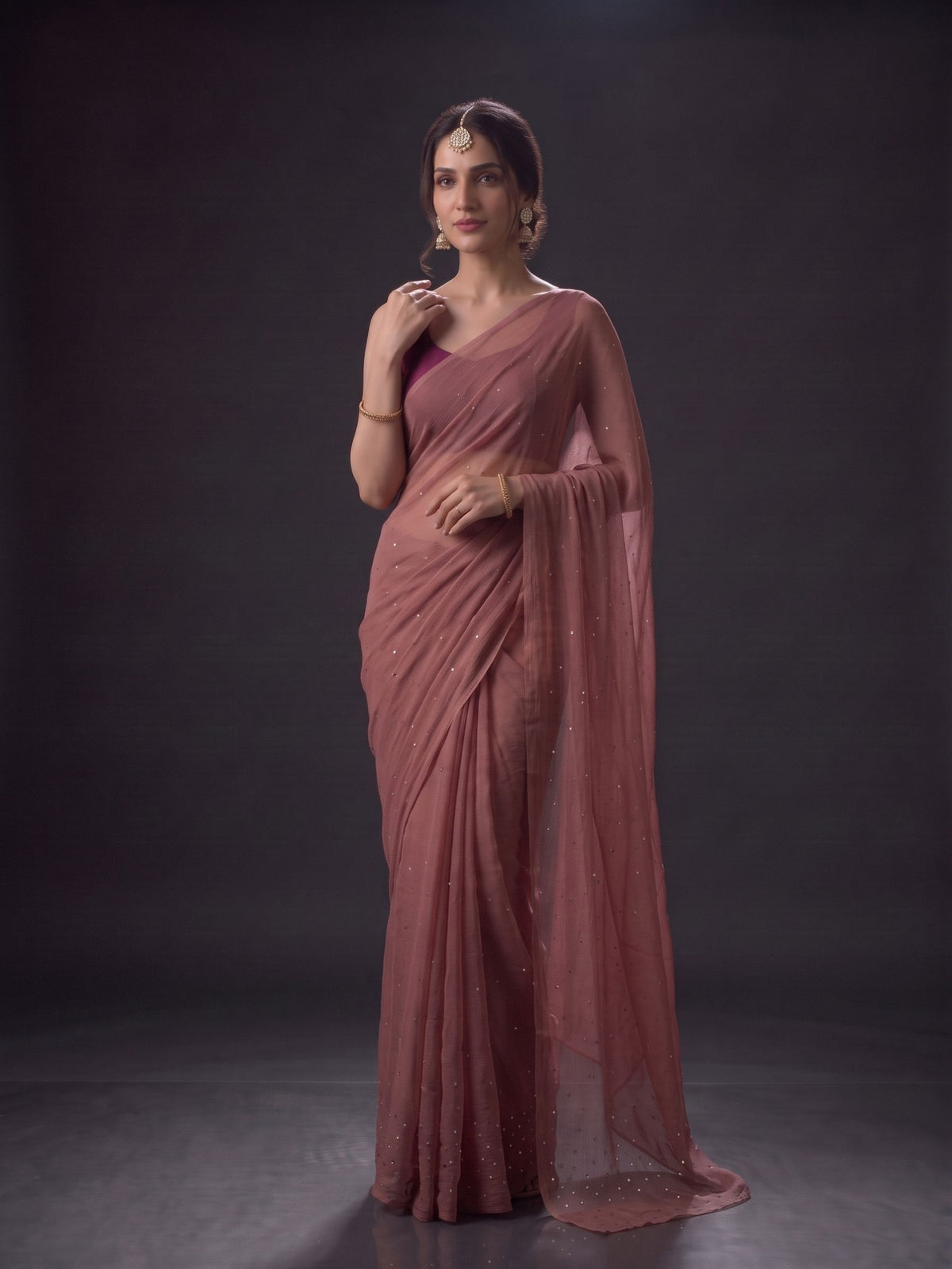 Showtime - Desert Rose Mukaish Work Chiffon Partywear Saree