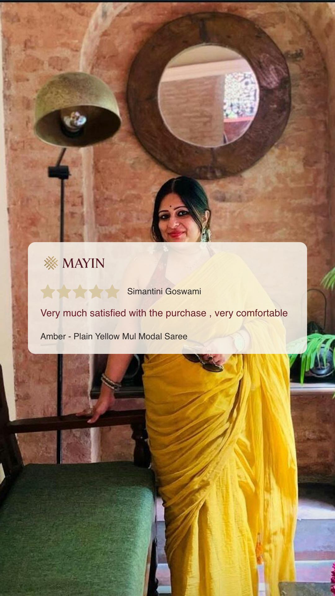 Amber - Plain Yellow Mul Modal Saree