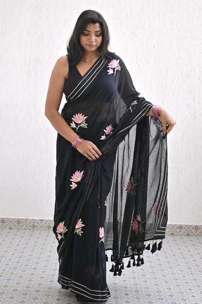 Onyx Chic Mul Saree