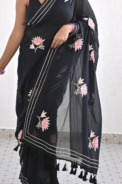 Onyx Chic Mul Saree
