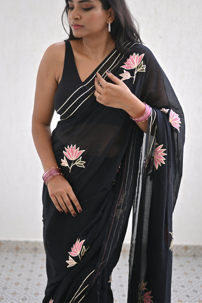 Onyx Chic Mul Saree