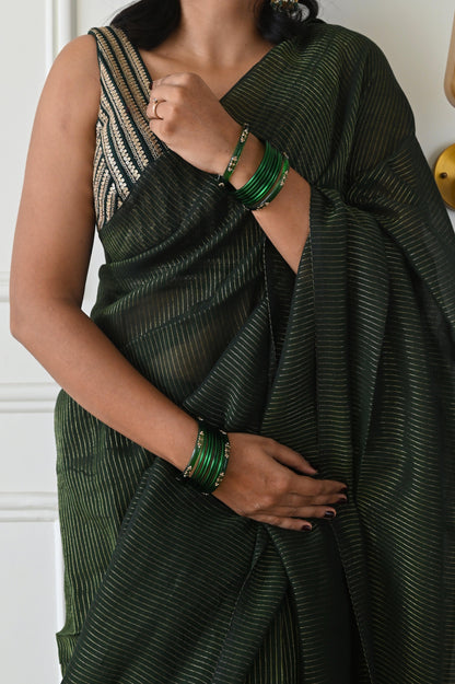 Emerald Zari Mul Saree
