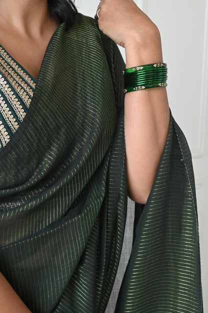 Emerald Zari Mul Saree