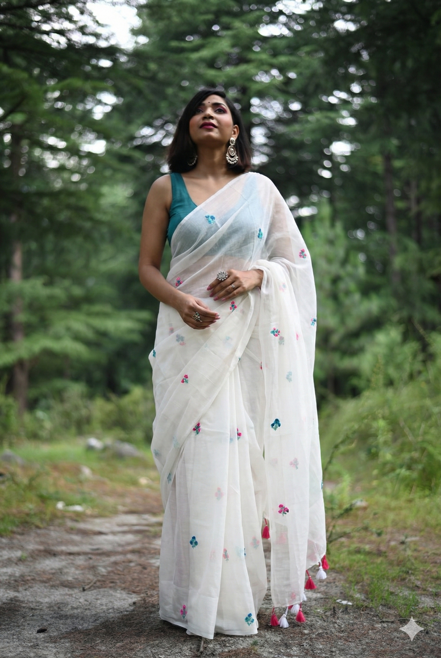 Bohemian Rhapsody - Hand Embroidered Mulmul Cotton Saree