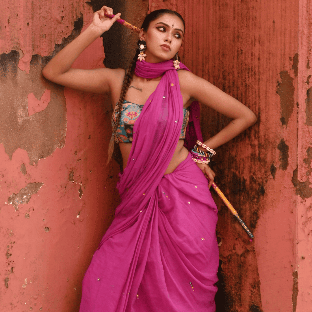 Jamun Rang Mul Saree Thumbnail