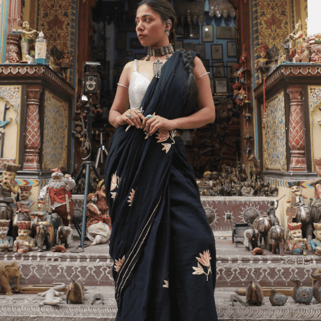 Onyx Chic Mul Saree