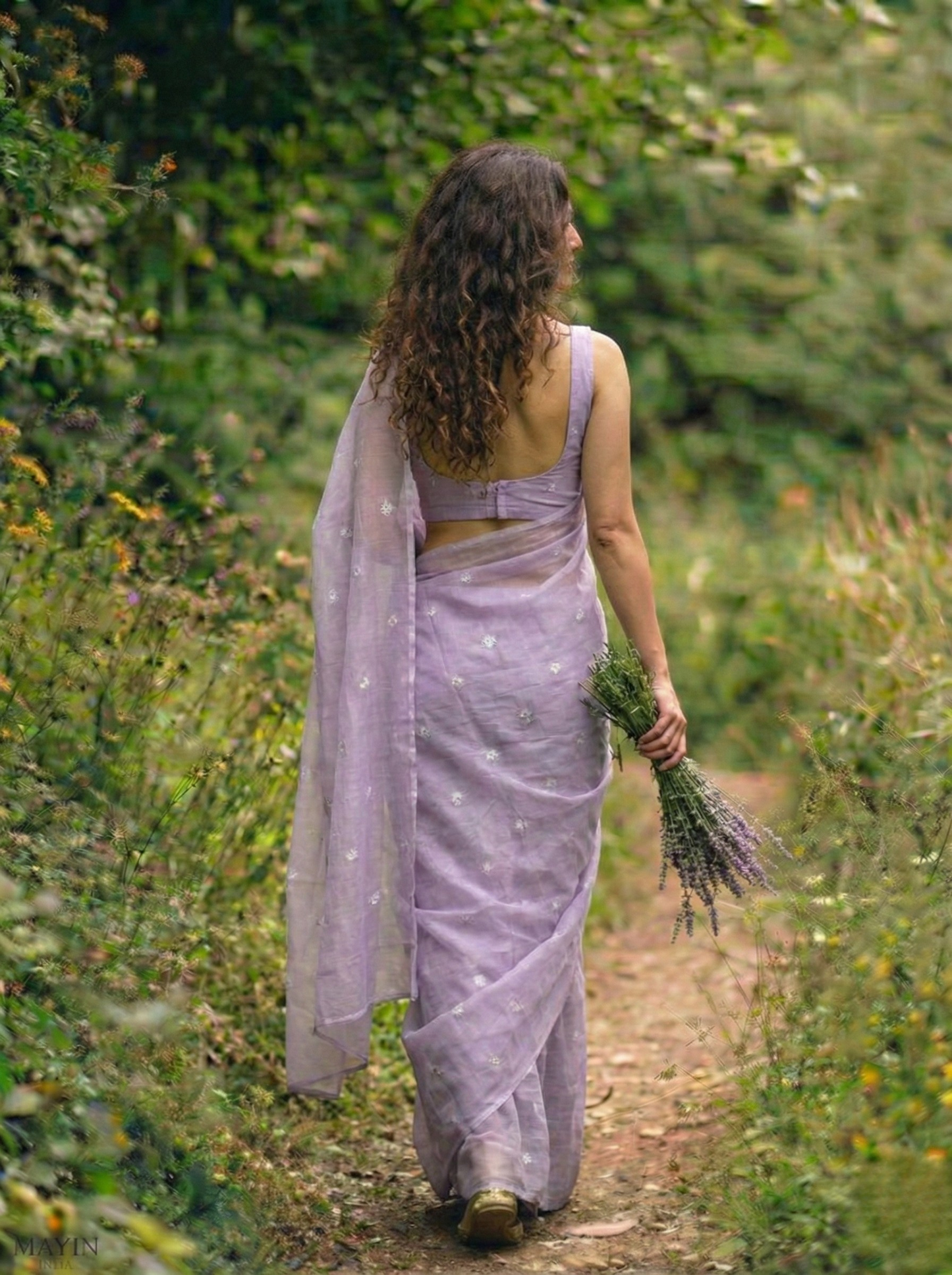 Lilac Bloom Jamdani Saree