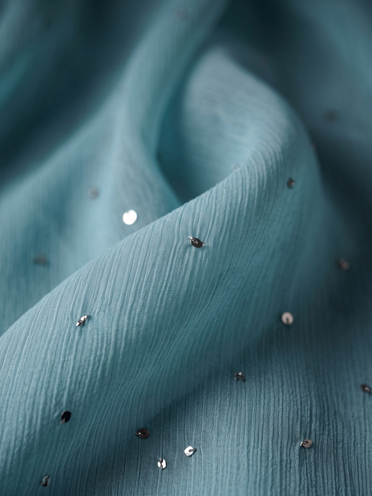 Curtain Call - Blue Mukaish Work Chiffon Partywear Saree