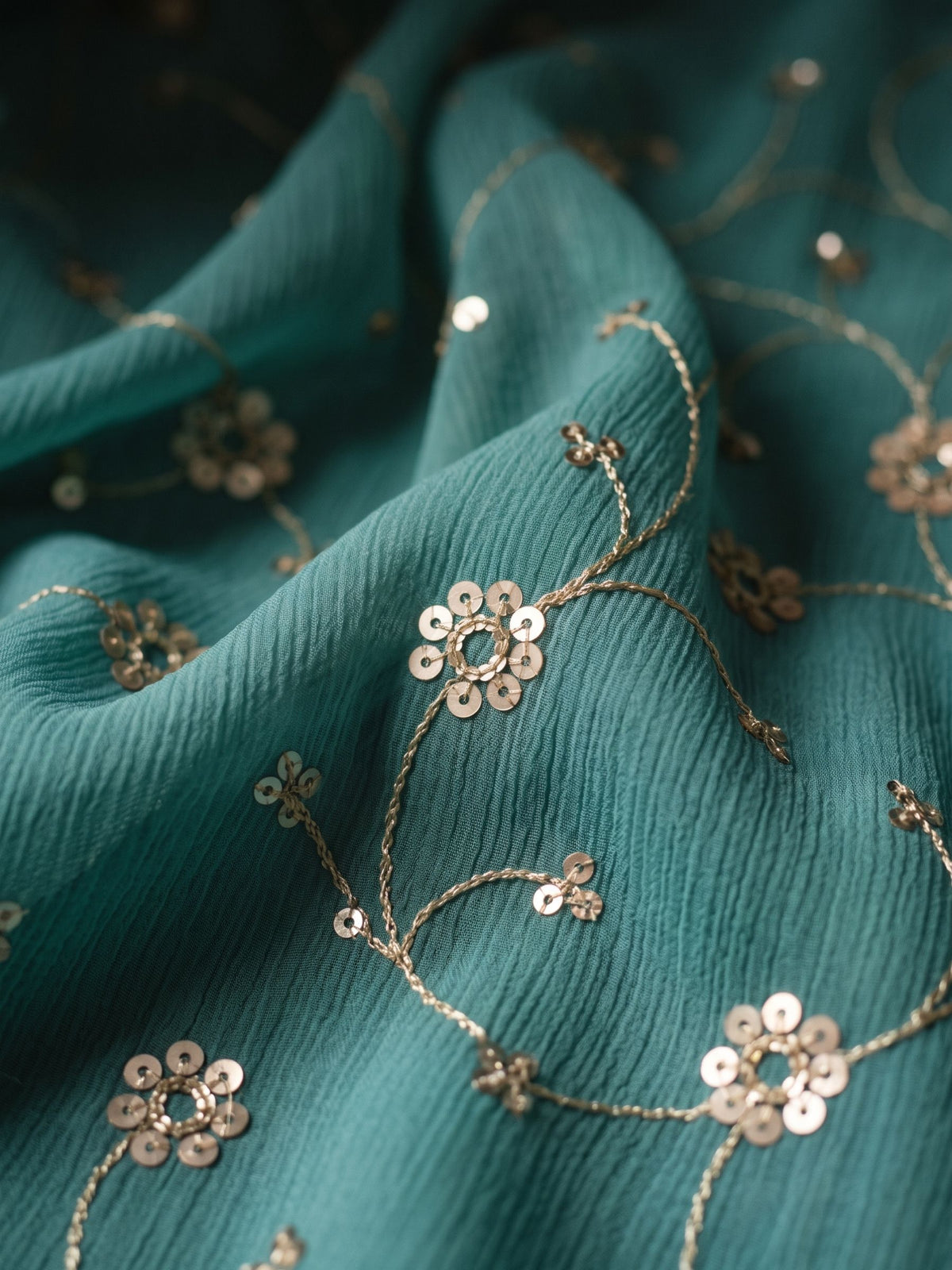 Muse - Blue Sequin Chiffon Partywear Saree