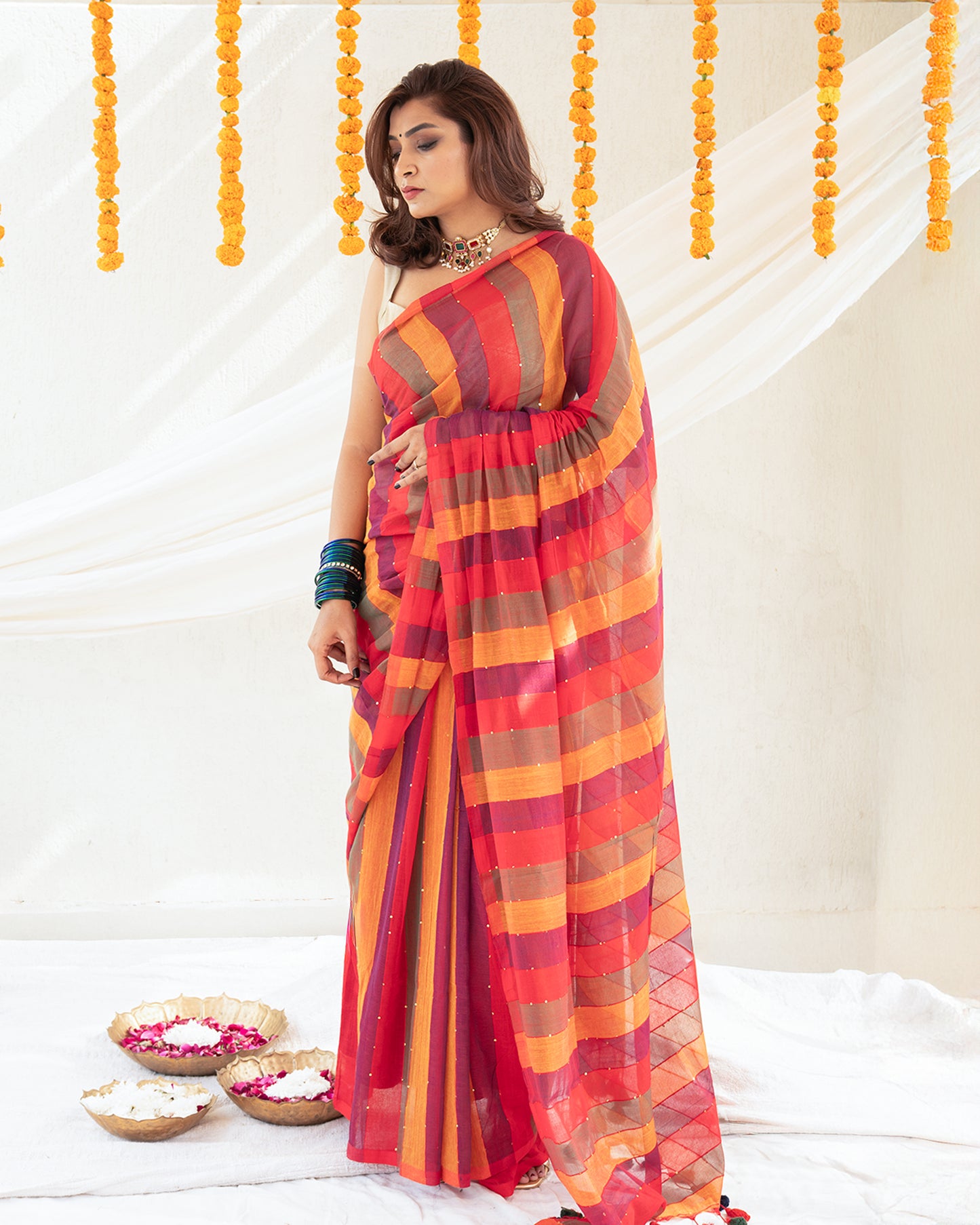 Tisya Cotton Sequin Saree