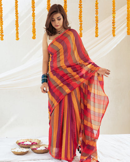 Tisya Cotton Sequin Saree