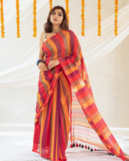 Tisya Cotton Sequin Saree