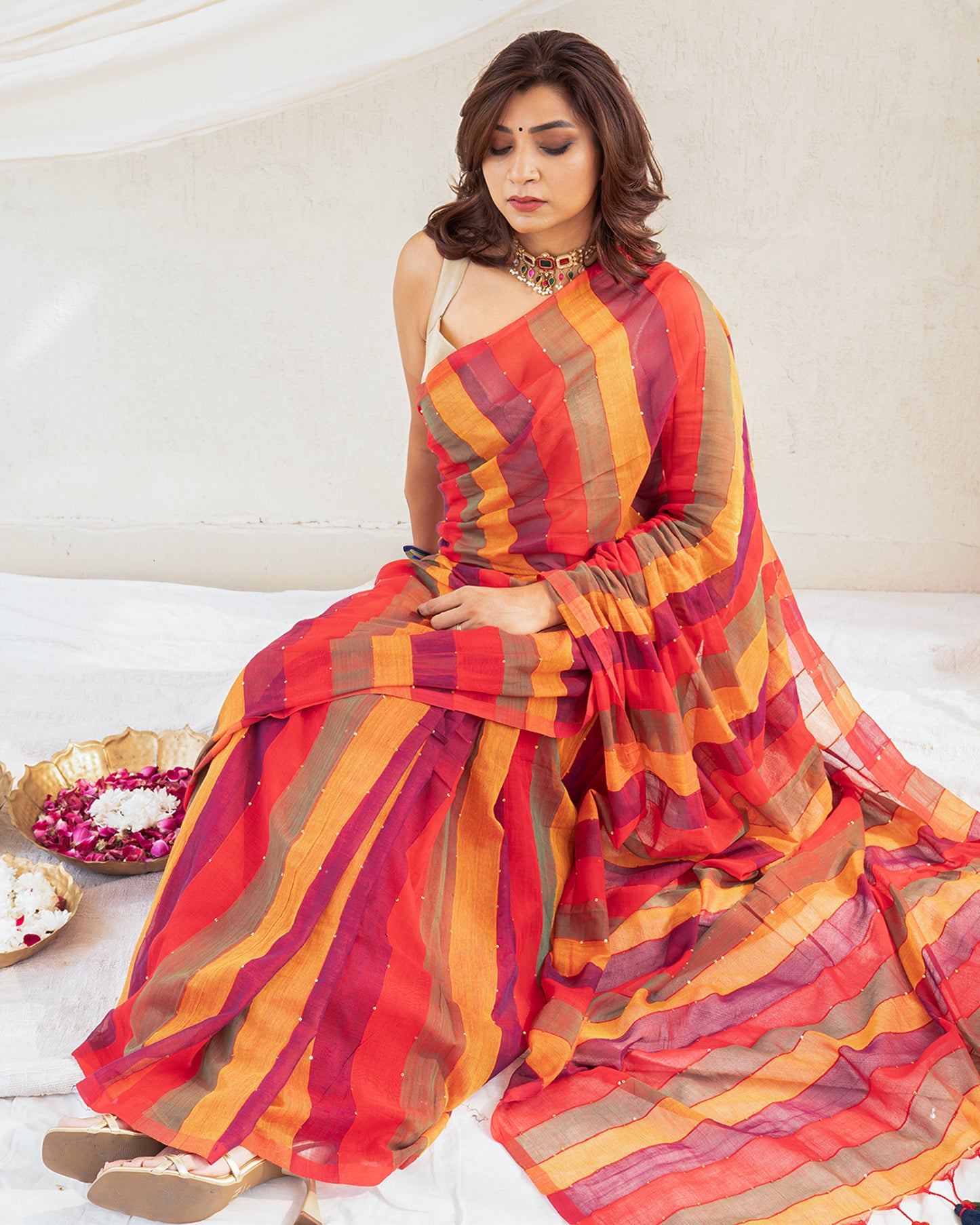 Tisya Cotton Sequin Saree