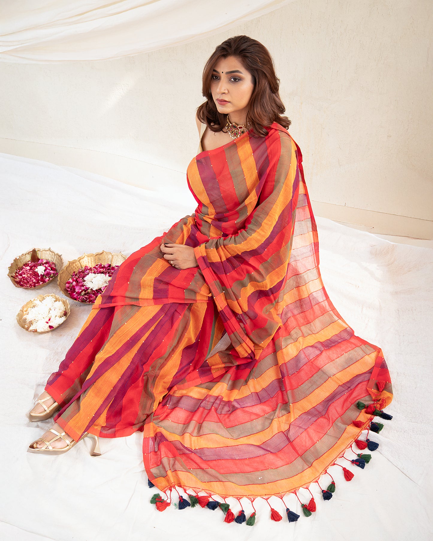 Tisya Cotton Sequin Saree