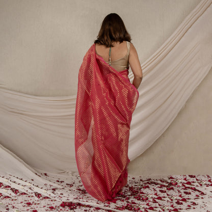 Arohi Gulabi Cotton Zari Saree