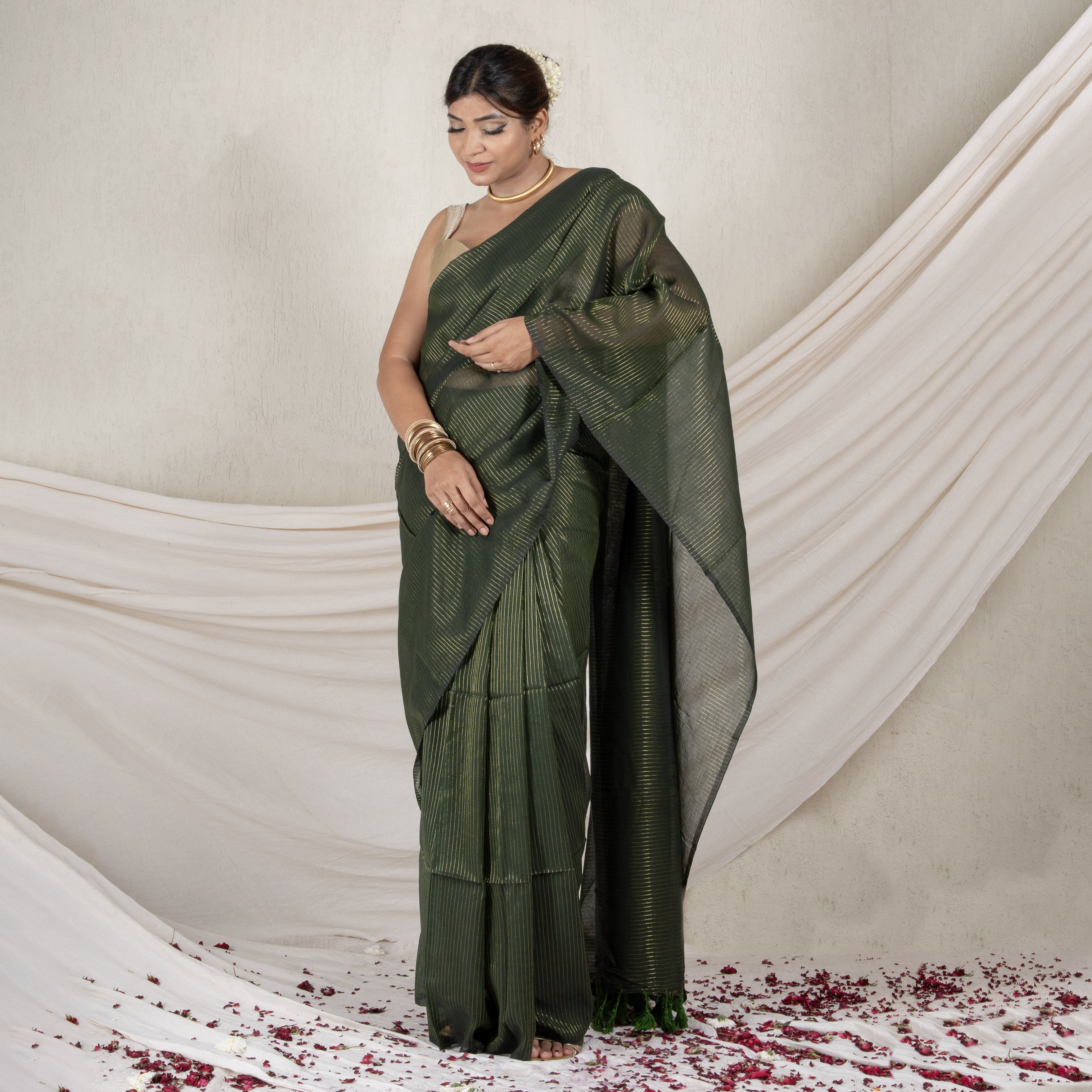 Emerald Zari Mul Saree Thumbnail