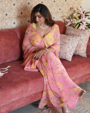 Roselle Pure Chiffon Saree
