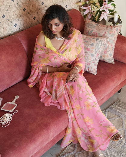 Roselle Pure Chiffon Saree