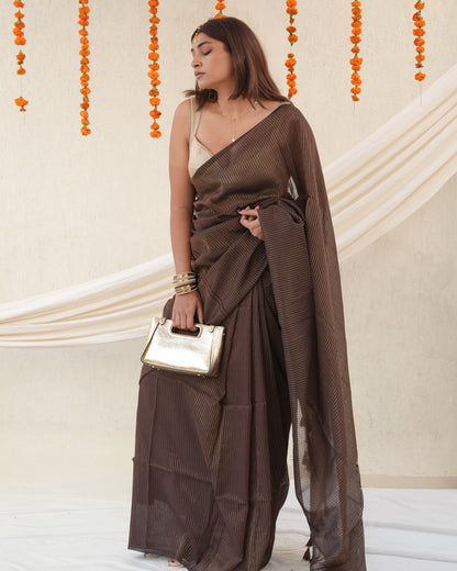 Desi Mocha Mul Saree