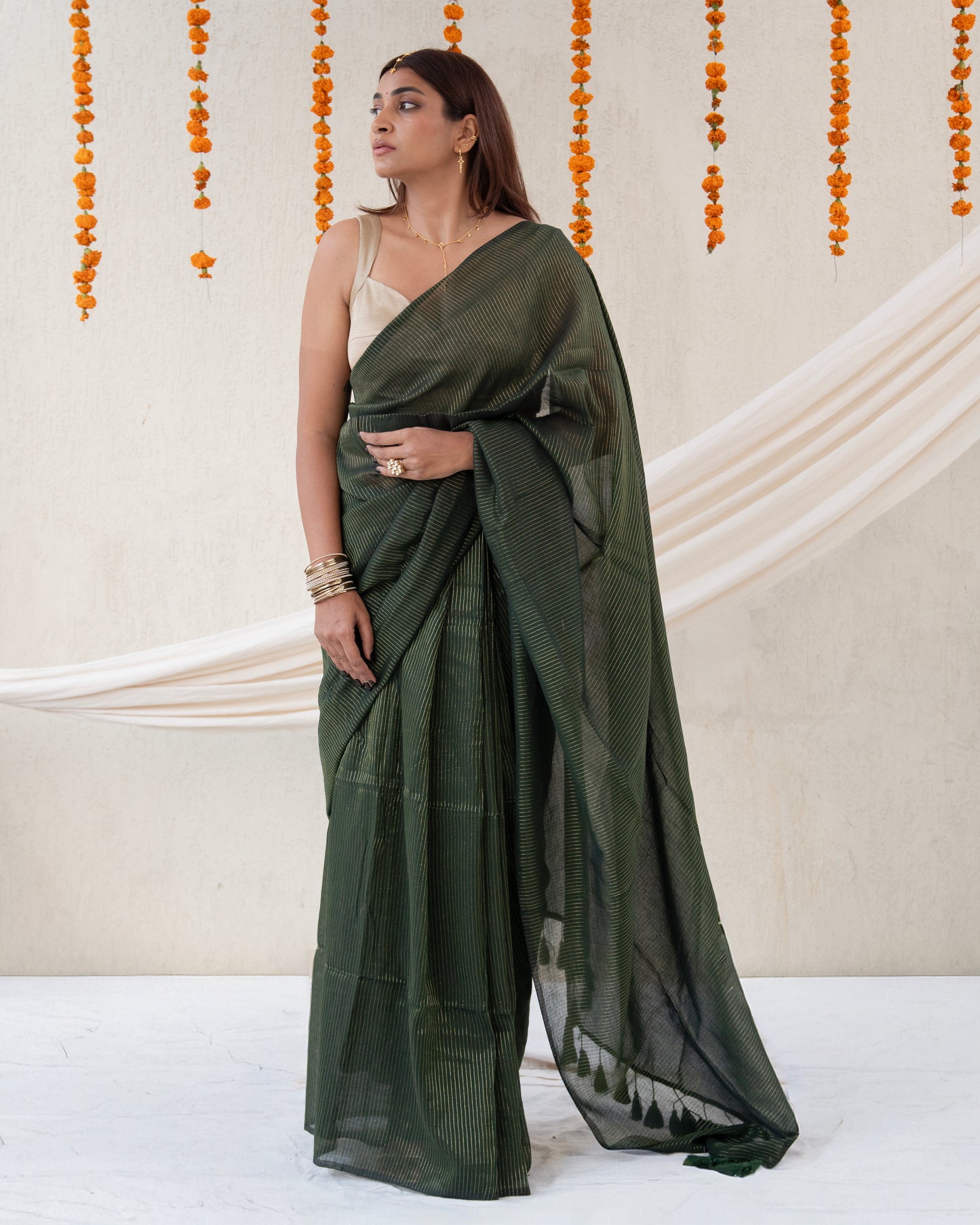Emerald Zari Mul Saree