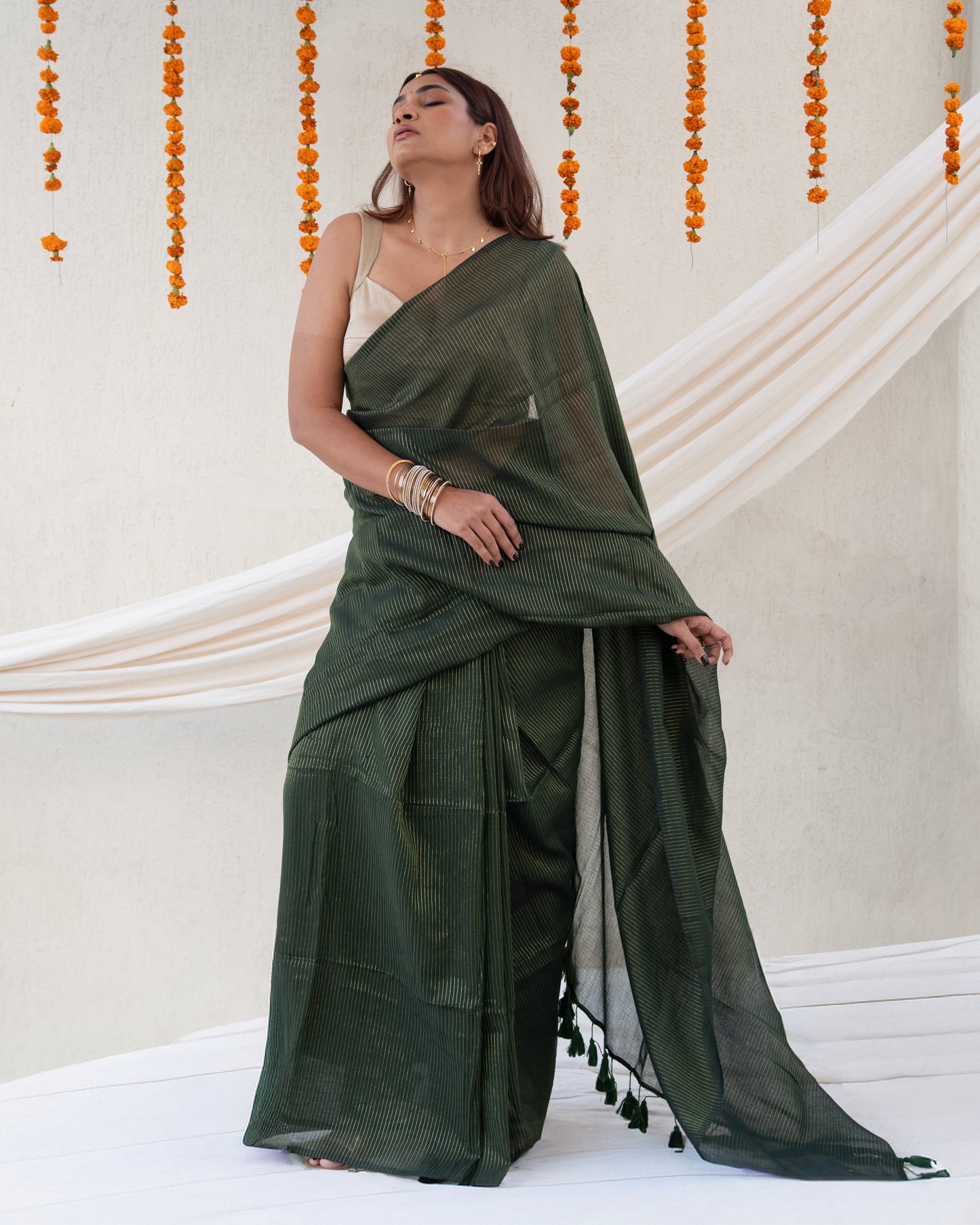 Emerald Zari Mul Saree