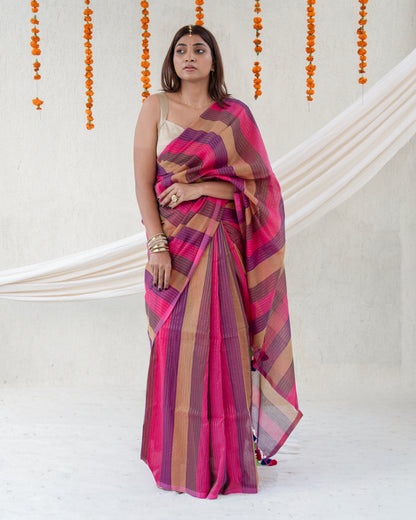 Samaya Cotton Zari Stripe Saree