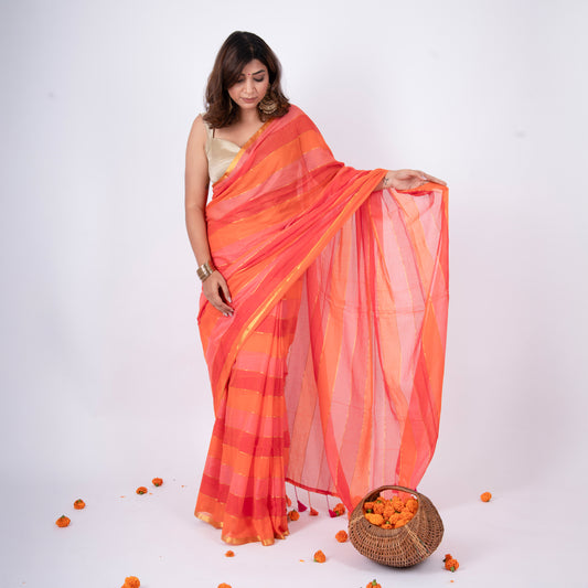 Rangrez Mulmul Zari Saree