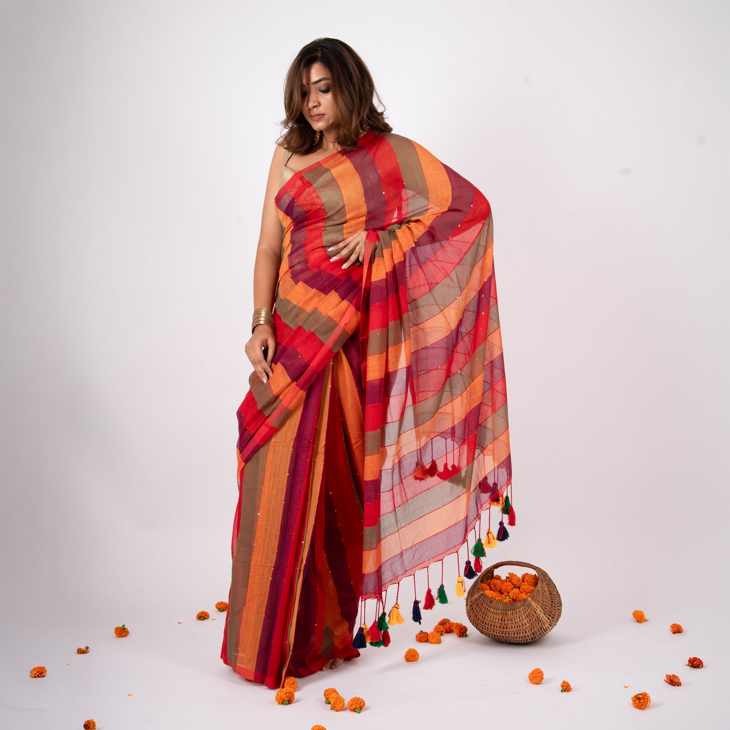 Tisya Cotton Sequin Saree