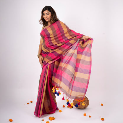 Samaya Cotton Zari Stripe Saree