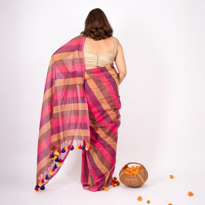 Samaya Cotton Zari Stripe Saree